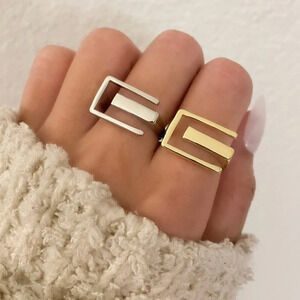 925 Sterling Silver Bar Ring Statement Ring Modern Geometric Ring Adjustable
